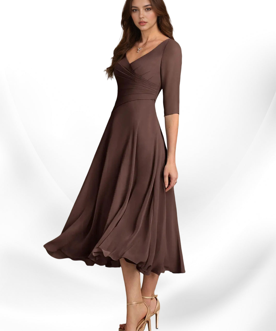Augay Durant A-Line Pleated Chiffon Dress