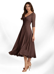 Augay Durant A-Line Pleated Chiffon Dress