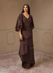 Augday OHara A-Line V-Neck Chiffon Dress