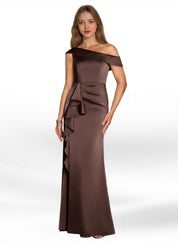 Augday Hamptons A-Line Pleated Stretch Satin Dress