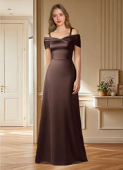 Augday Amelia A-Line Off the Shoulder Stretch Satin Dress