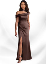 Augday Kamala Sheath One Shoulder Stretch Satin Dress