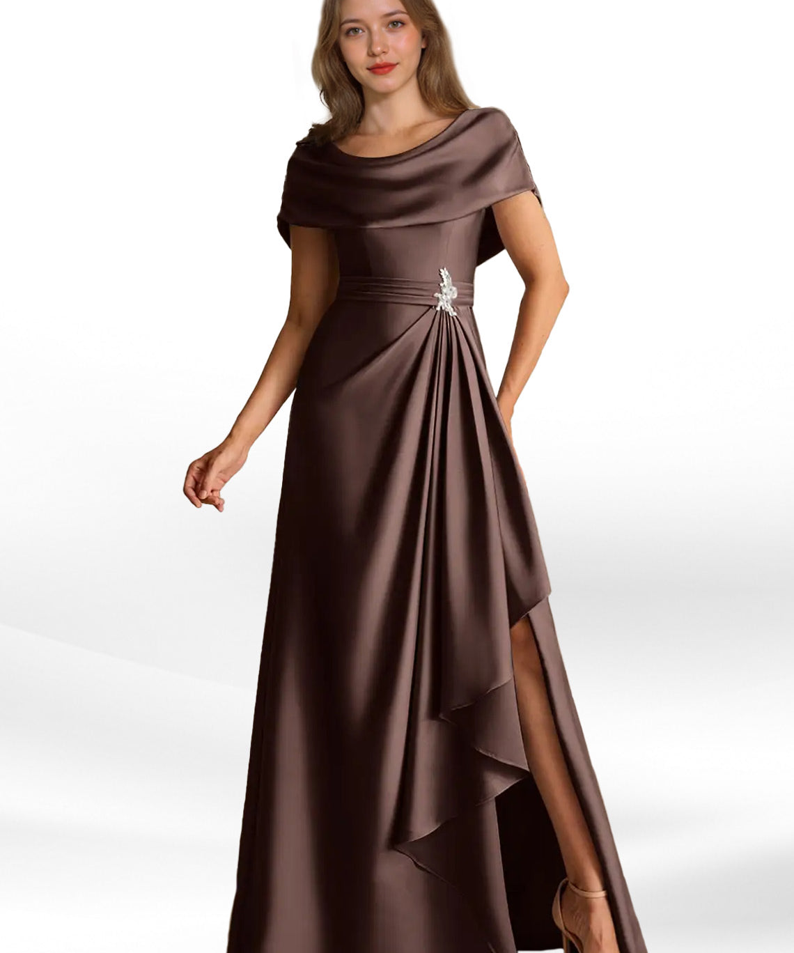 Augday Branford A-Line Pleated Stretch Satin Dress