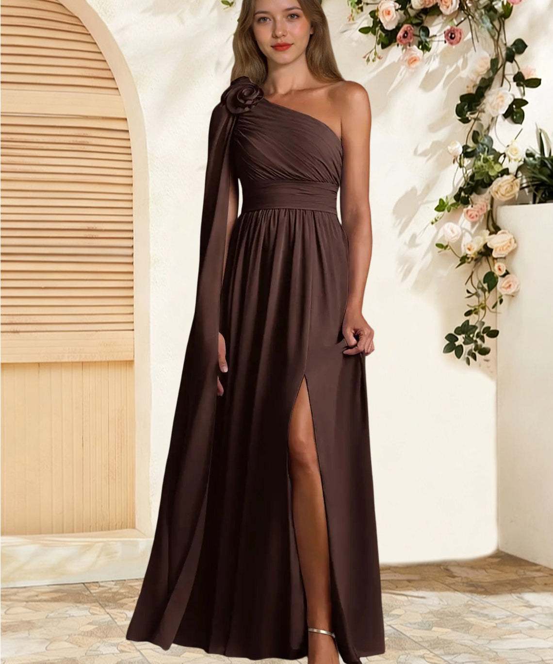 Augday Lancaster A-Line One Shoulder Chiffon Dress