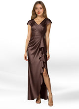 Augday Anderson A-Line Pleated Stretch Satin Dress