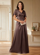 Augday Emmeline A-Line Pleated Stretch Satin Dress