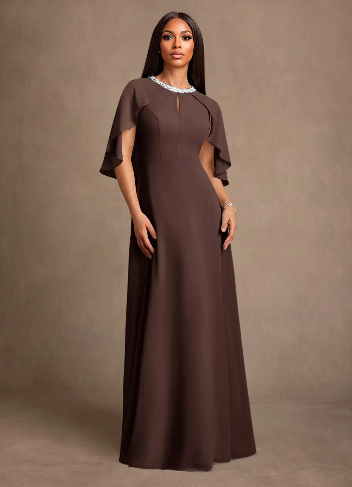 Augday Winnifred A-Line Beaded Chiffon Dress