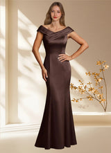 Augday Aberdeen Sheath Pleated Stretch Satin Dress