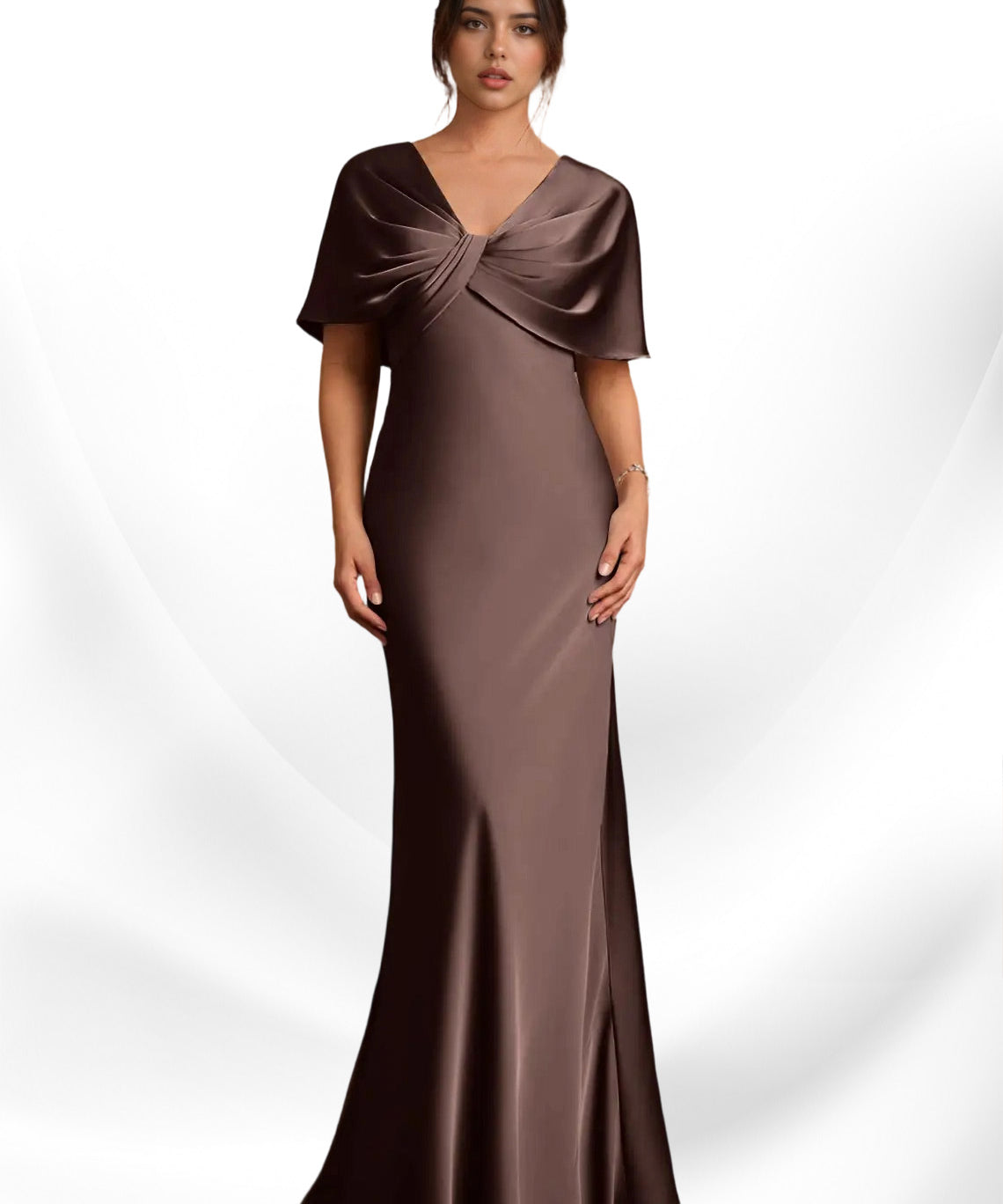Augday Dosia Sheath Pleated Stretch Satin Dress