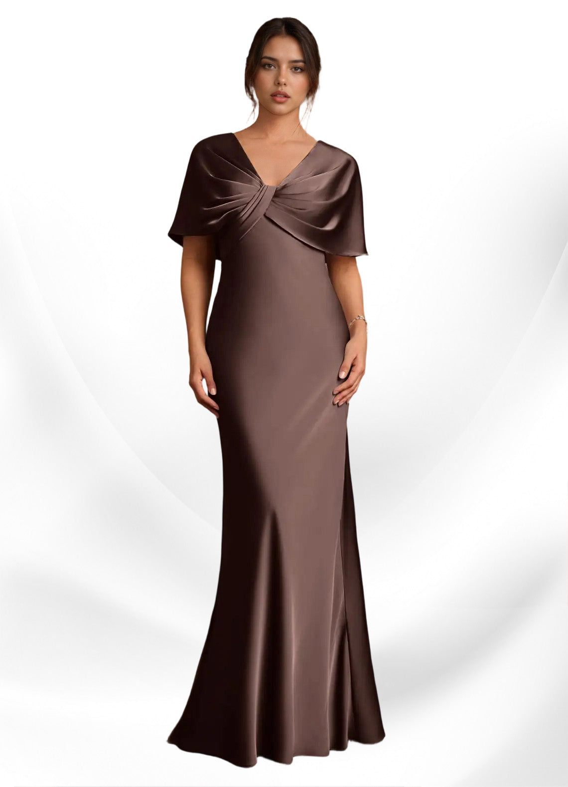 Augday Dosia Sheath Pleated Stretch Satin Dress