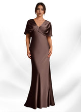 Augday Dosia Sheath Pleated Stretch Satin Dress