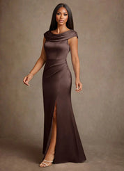 Augday Irvine A-Line Pleated Stretch Satin Dress