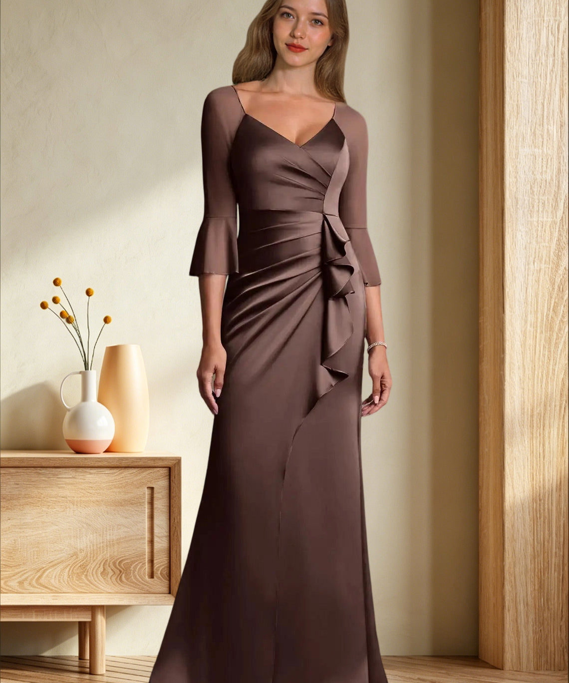 Augday Nampa Sheath Pleated Mesh Dress