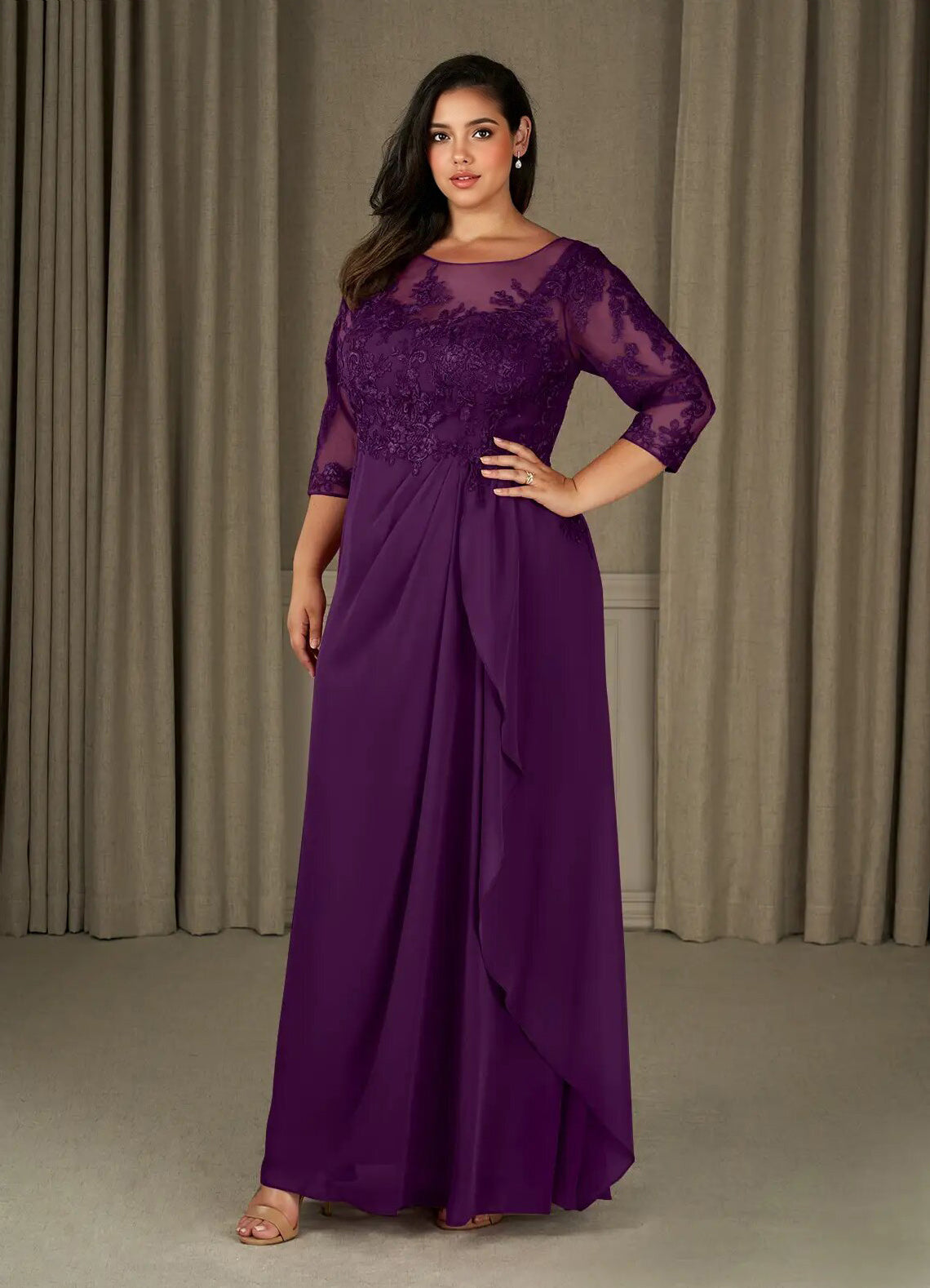 Augday Calanthe A-Line Scoop Chiffon Dress Plus Size