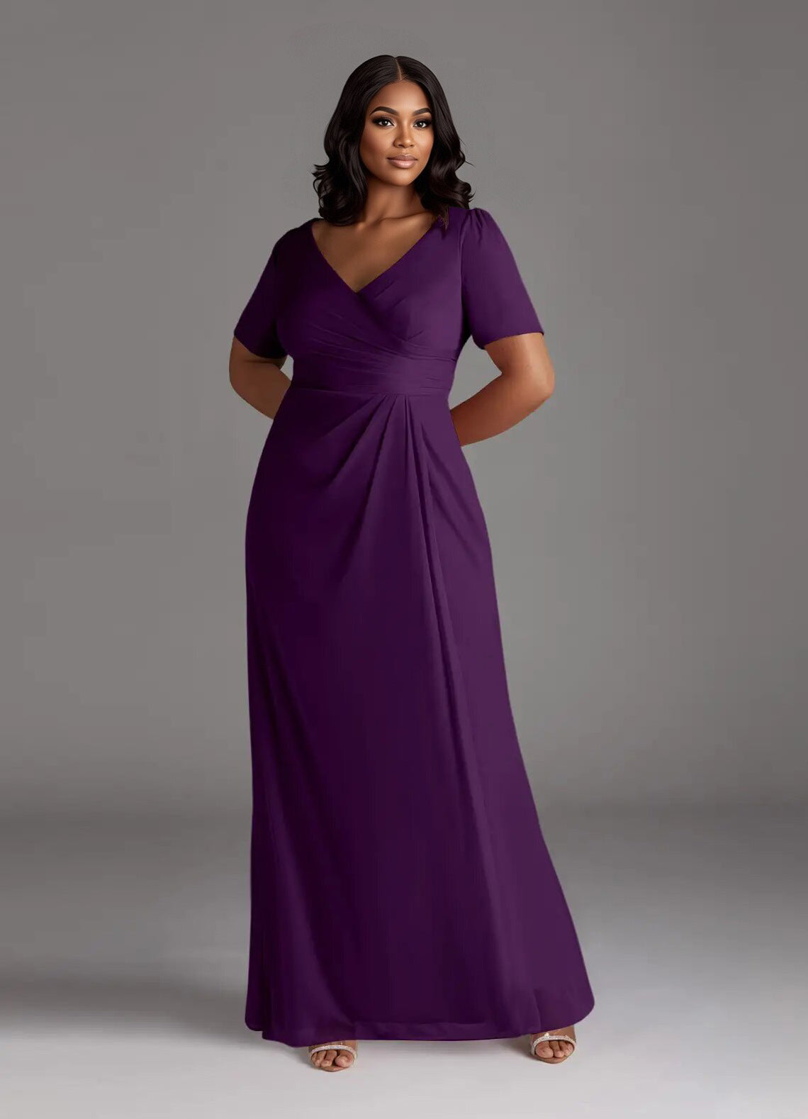 Augday Bessie A-Line Pleated Mesh Dress Plus Size