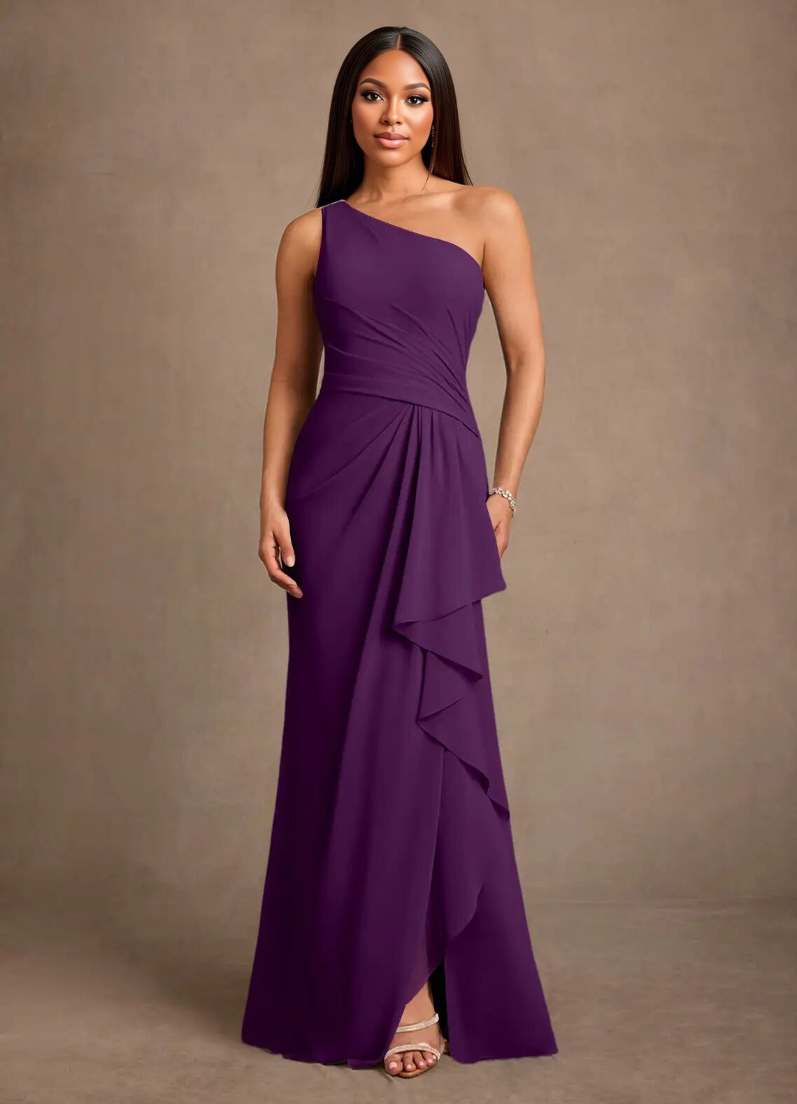 Augday Floy Sheath One Shoulder Chiffon Dress