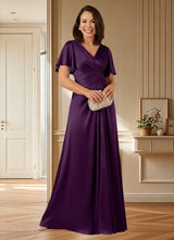 Augday Emmeline A-Line Pleated Stretch Satin Dress