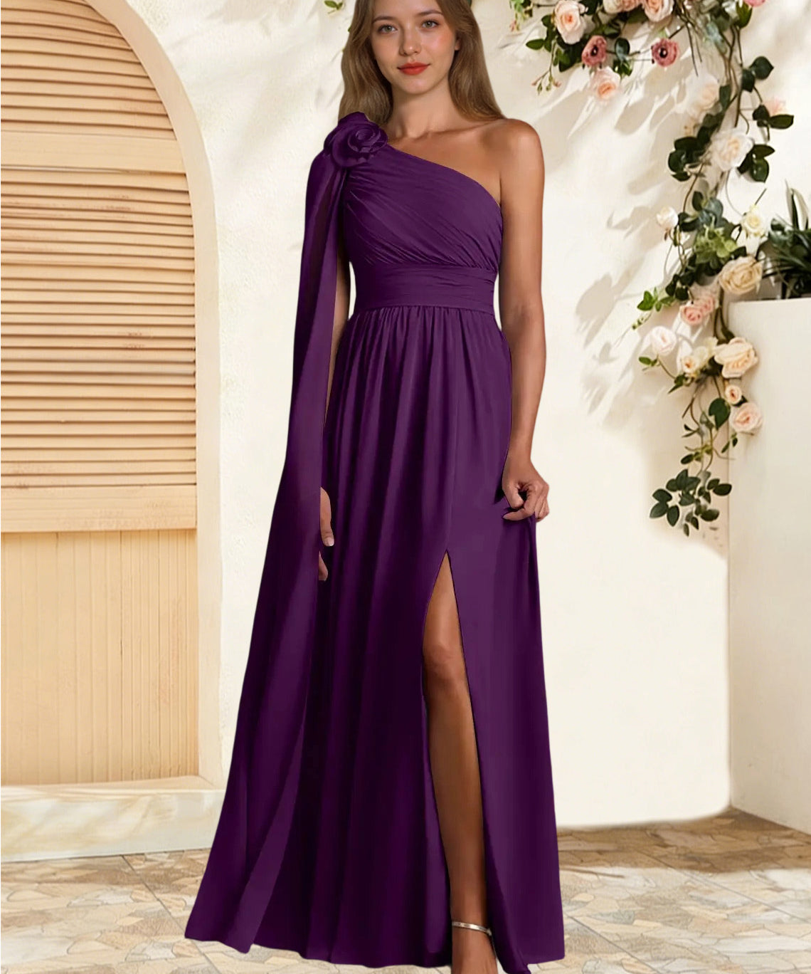 Augday Lancaster A-Line One Shoulder Chiffon Dress