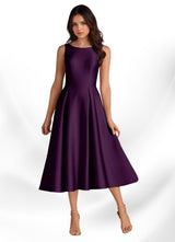Augday Fulton A-Line Pleated Stretch Satin Dress