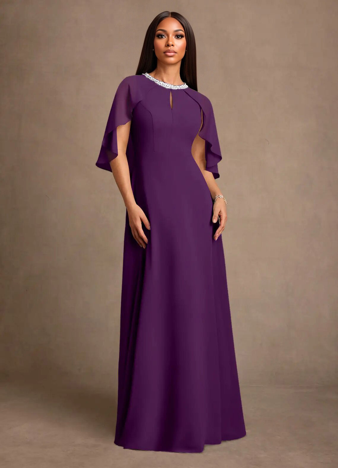 Augday Winnifred A-Line Beaded Chiffon Dress
