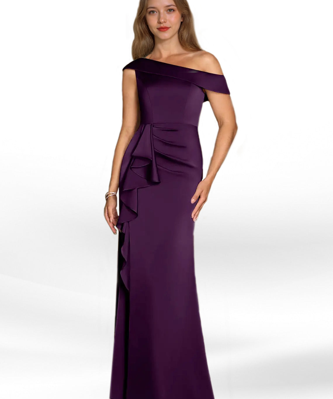 Augday Hamptons A-Line Pleated Stretch Satin Dress