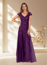 Augday Romy Mermaid V-Neck Sequins Tulle Dress