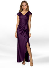 Augday Anderson A-Line Pleated Stretch Satin Dress