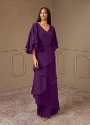Augday OHara A-Line V-Neck Chiffon Dress