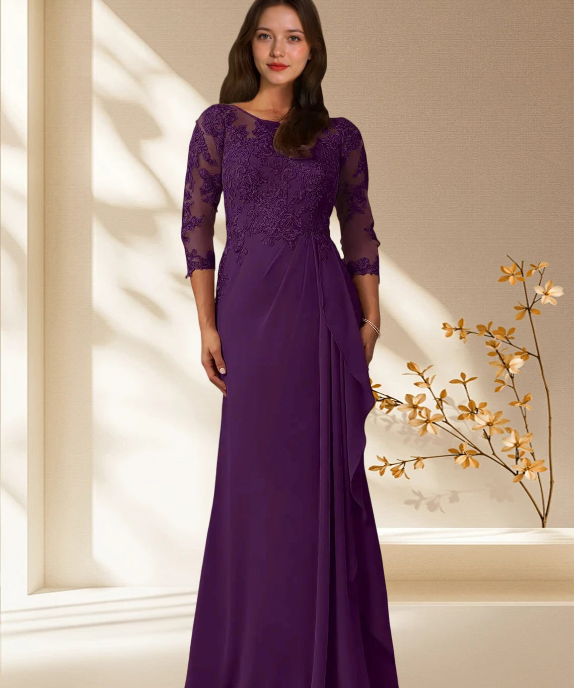Augday Calanthe A-Line Scoop Chiffon Dress