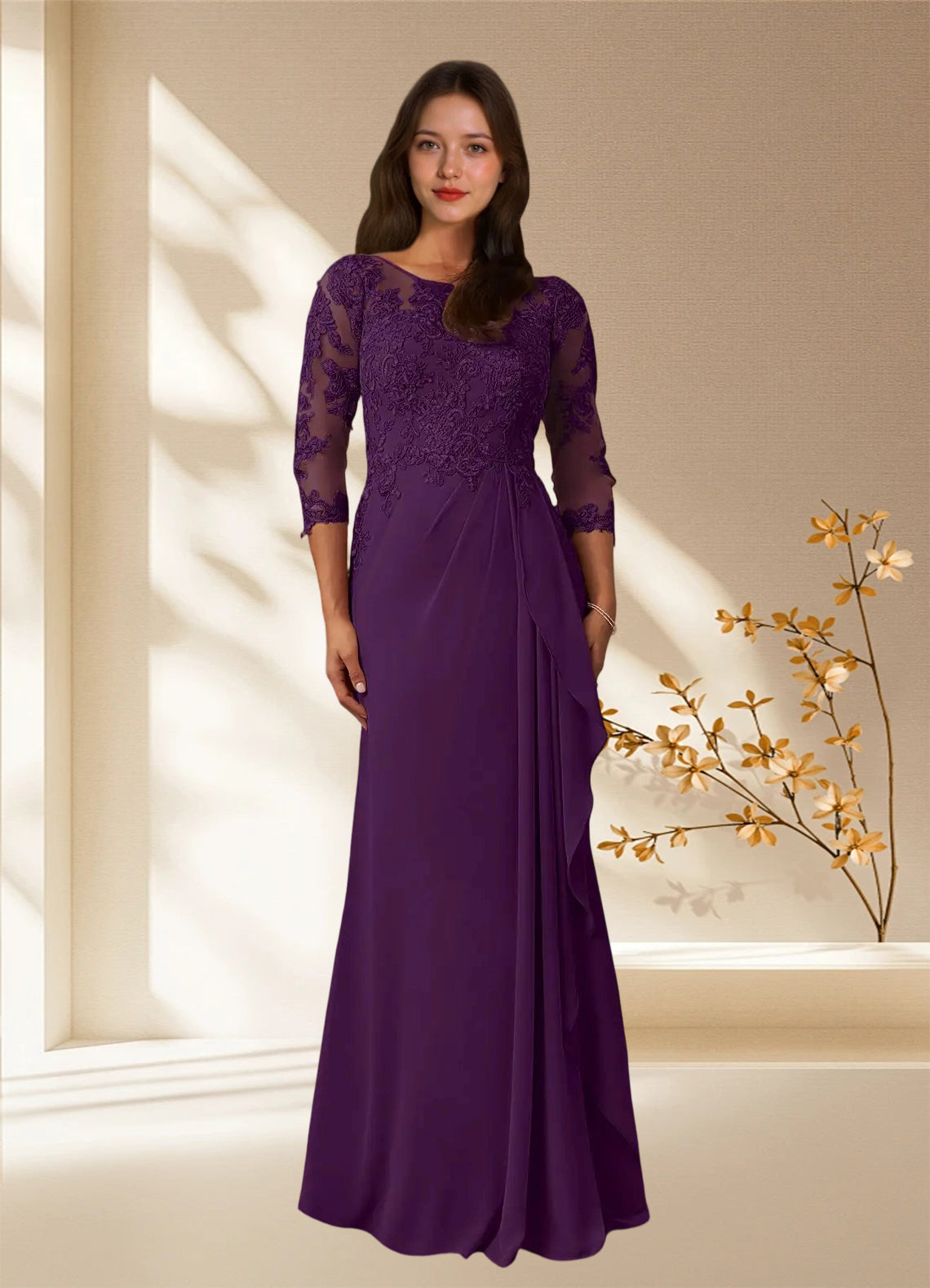 Augday Calanthe A-Line Scoop Chiffon Dress