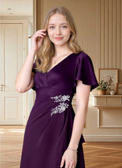 Augday Robins A-Line Pleated Stretch Satin Dress