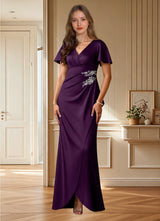 Augday Robins A-Line Pleated Stretch Satin Dress