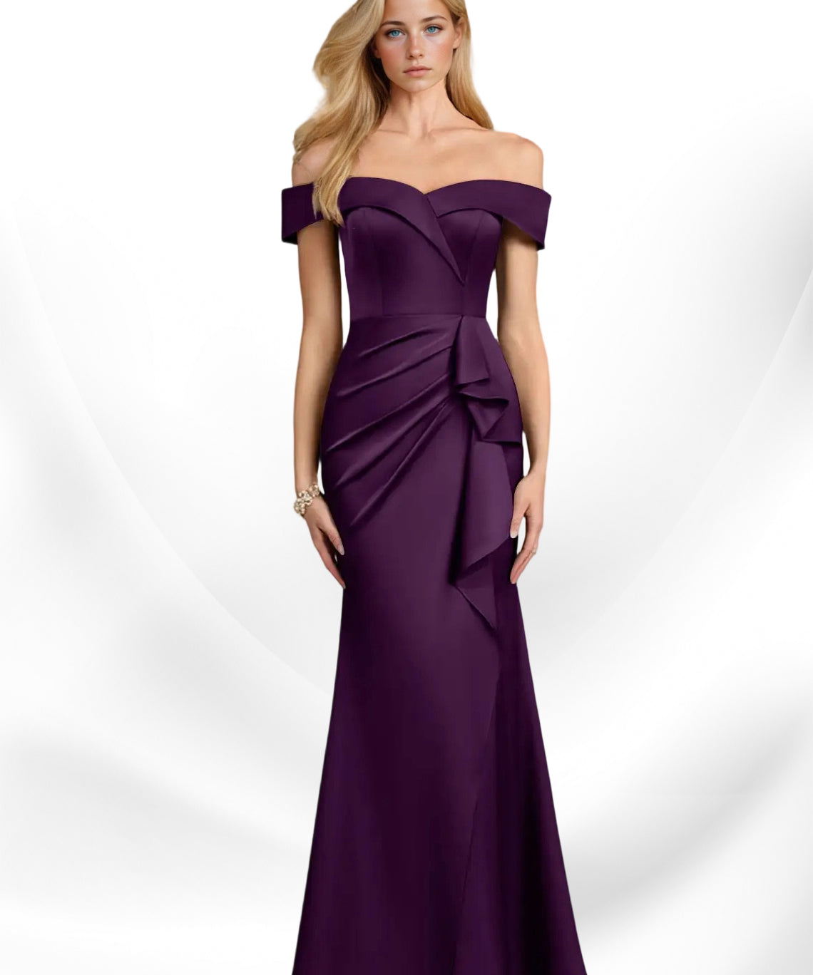 Augday Laredo Mermaid Off the Shoulder Stretch Satin Dress