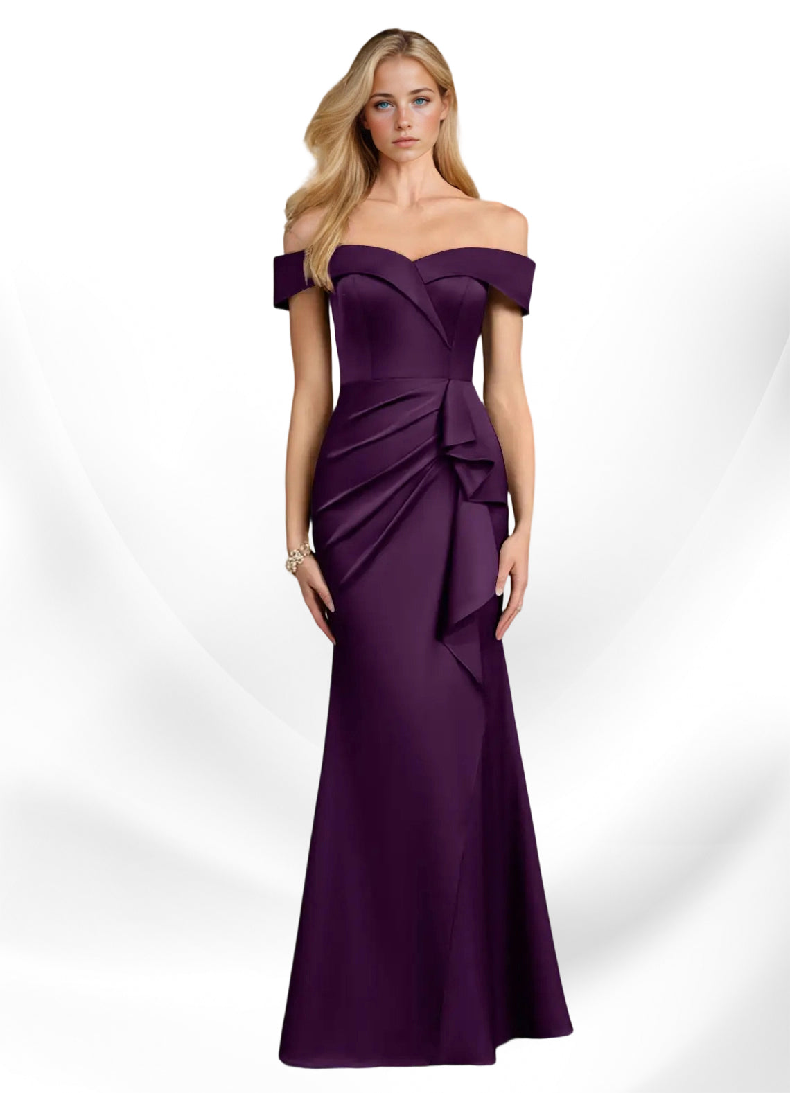 Augday Laredo Mermaid Off the Shoulder Stretch Satin Dress