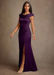 Augday Irvine A-Line Pleated Stretch Satin Dress