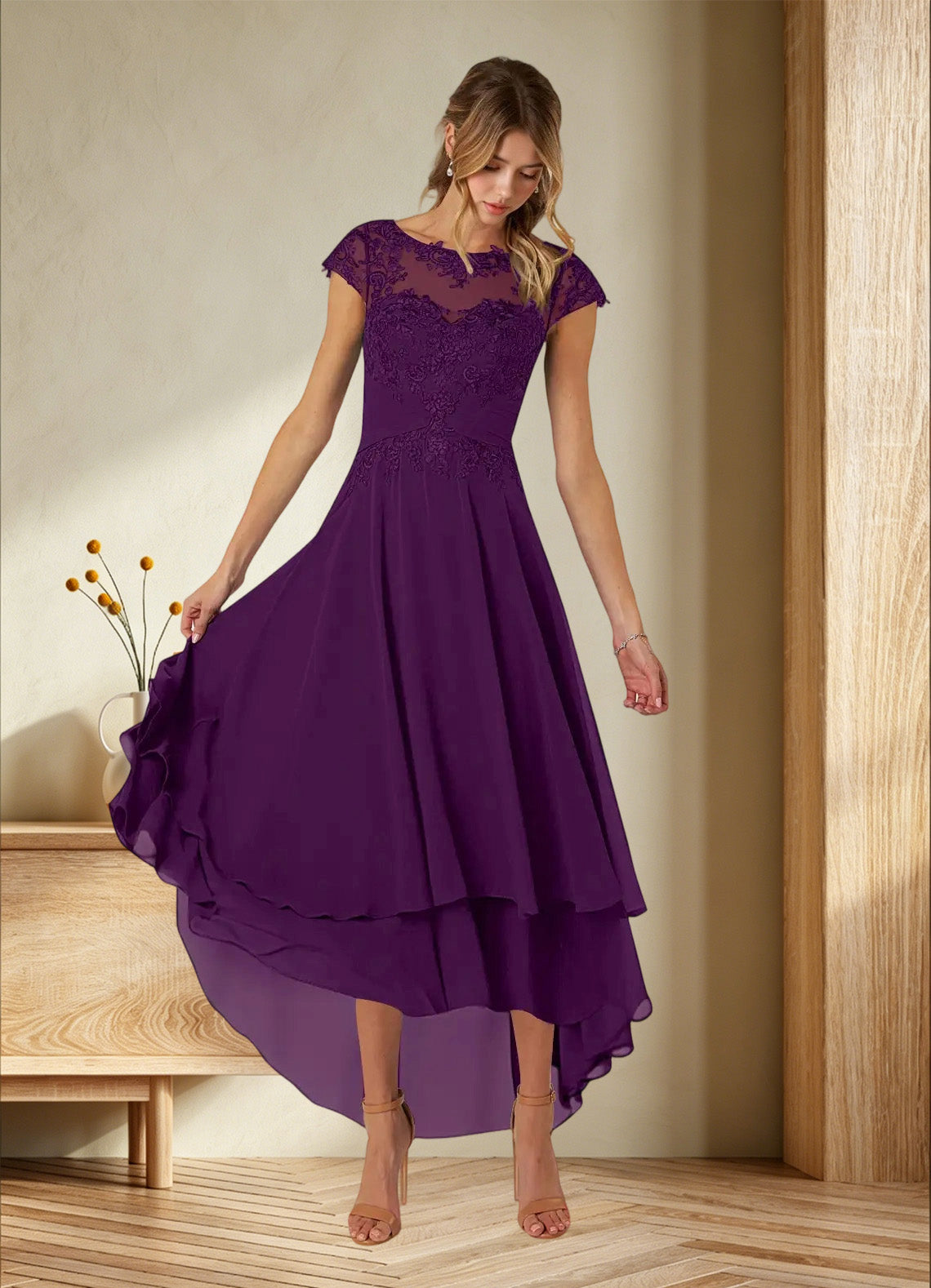 Augday Shonda Lace Chiffon Dress