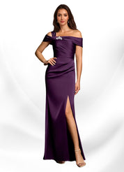 Augday Mermaid Off the Shoulder Stretch Satin Dress