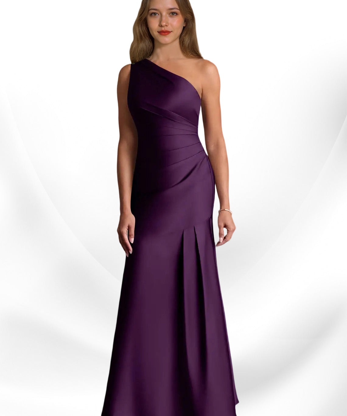 Augday Haifa Mermaid One Shoulder Stretch Satin Dress