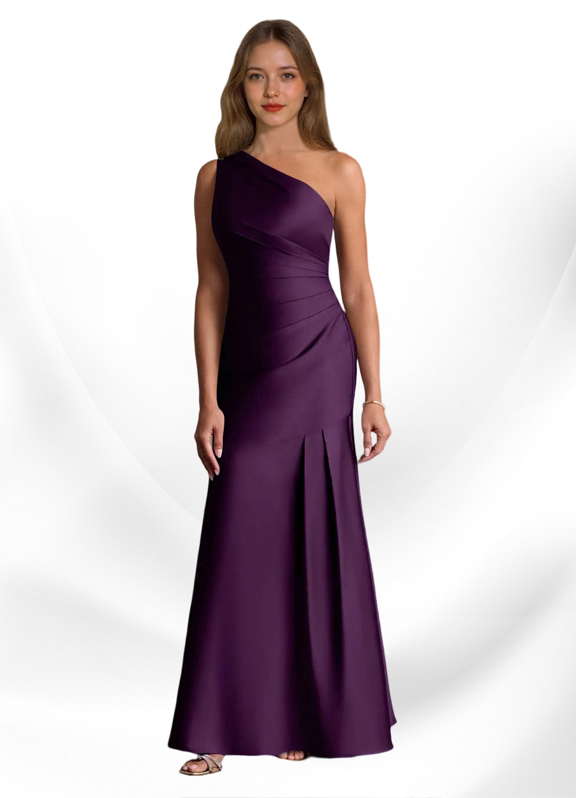 Augday Haifa Mermaid One Shoulder Stretch Satin Dress