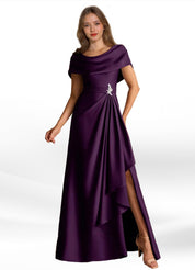 Augday Branford A-Line Pleated Stretch Satin Dress