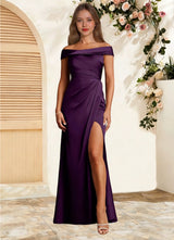 Augday Bedford Sheath Pleated Stretch Satin Dress