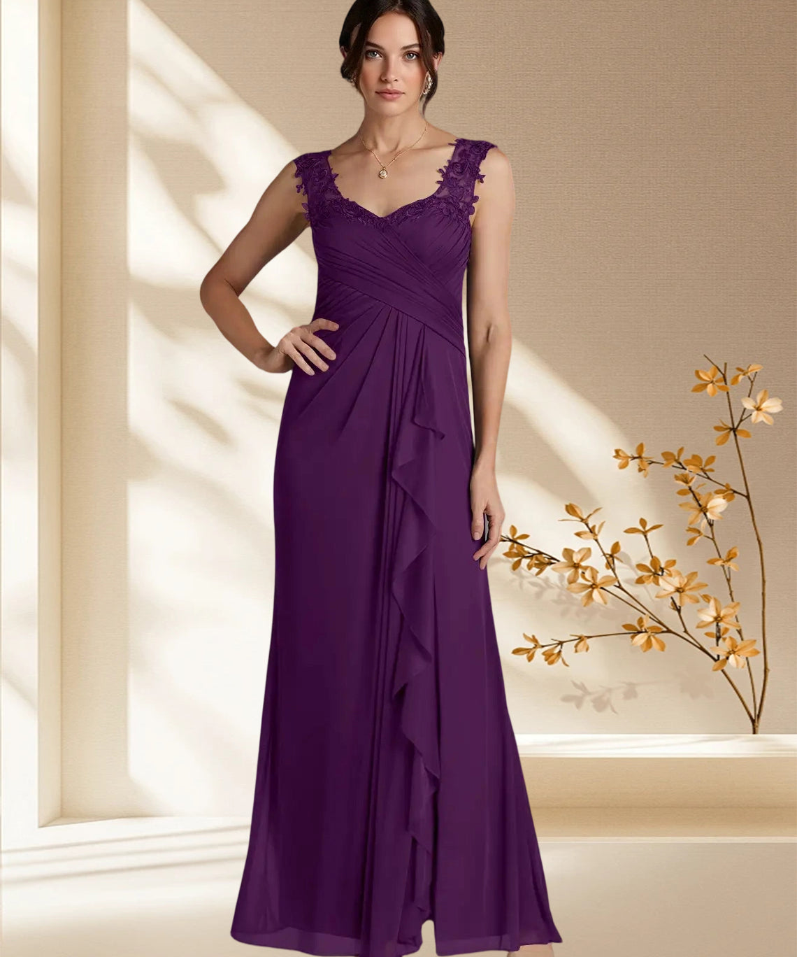 Augday Edelin A-Line Sweetheart Neckline Pleated Mesh Dress
