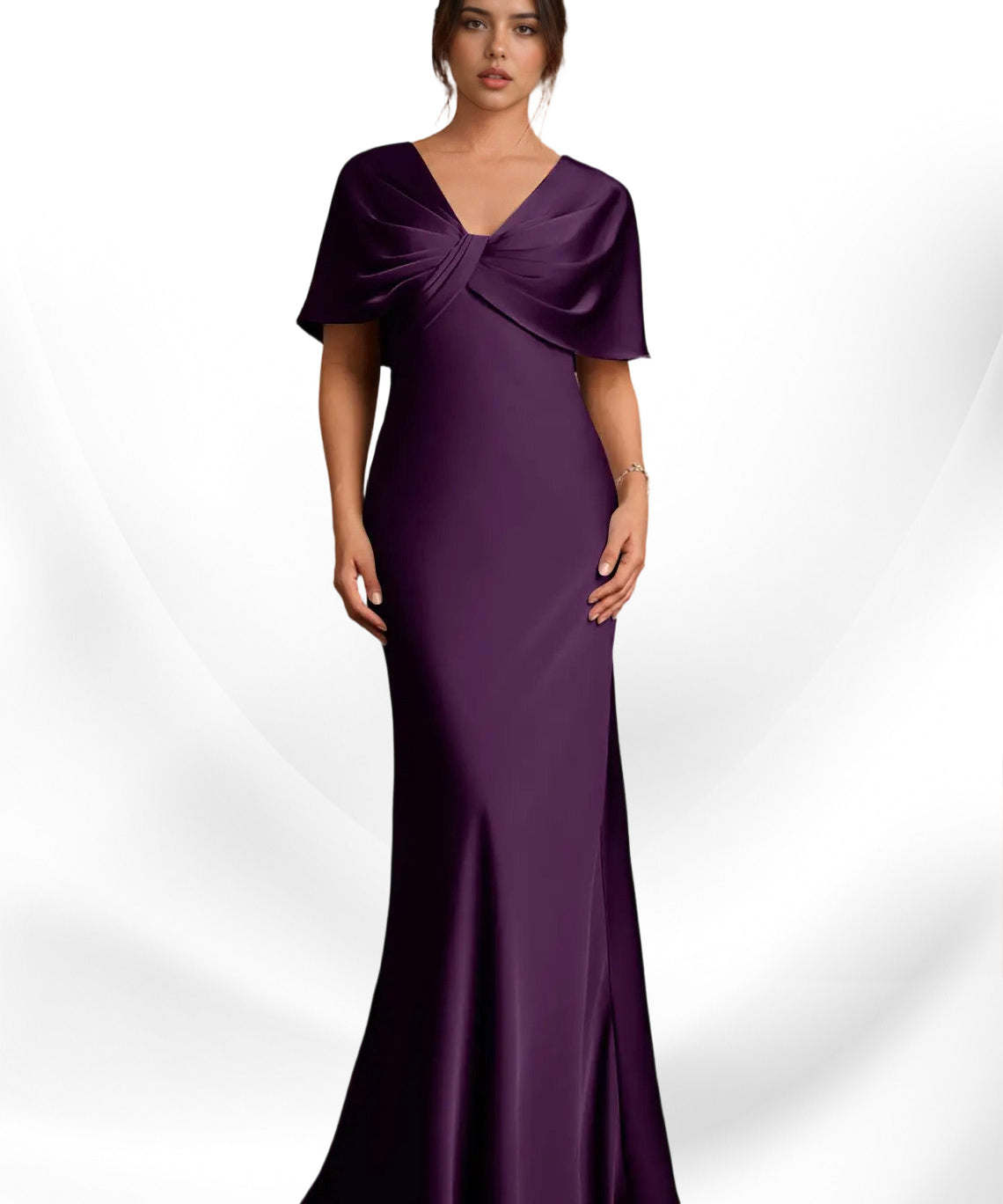 Augday Dosia Sheath Pleated Stretch Satin Dress