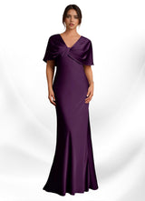 Augday Dosia Sheath Pleated Stretch Satin Dress