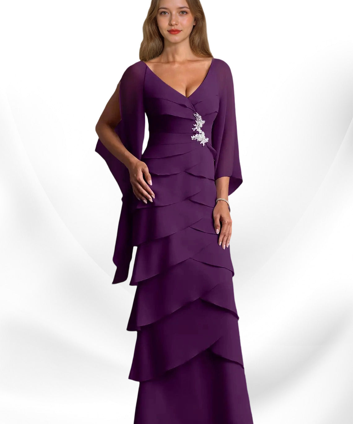 Augday Arabinda Sheath Ruched Chiffon Dress