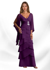 Augday Arabinda Sheath Ruched Chiffon Dress