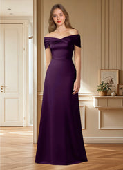 Augday Amelia A-Line Off the Shoulder Stretch Satin Dress