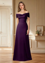 Augday Amelia A-Line Off the Shoulder Stretch Satin Dress