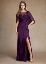 Augday Hera Mother of the Bride Dresses A-Line Lace Stretch Satin Dress