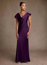 Augday Shelby Mother of the Bride Dresses Mermaid Pleated Stretch Satin Dress